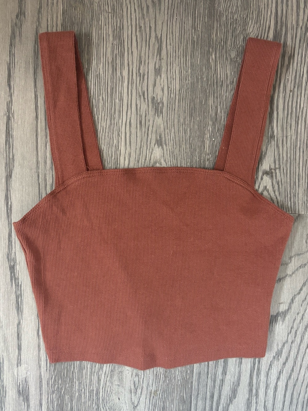 Abercrombie Soft A&F Rib Tank Top Brown Rust Cropped Ribbed M